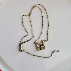 Kendra Scott Letter M Initial Pendant Necklace Gold Tone Adjustable Chain